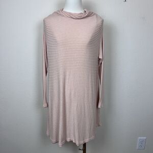 We The Free People Top Womens Large Lover Tunic Ribbed Mock Neck Split Back Boho